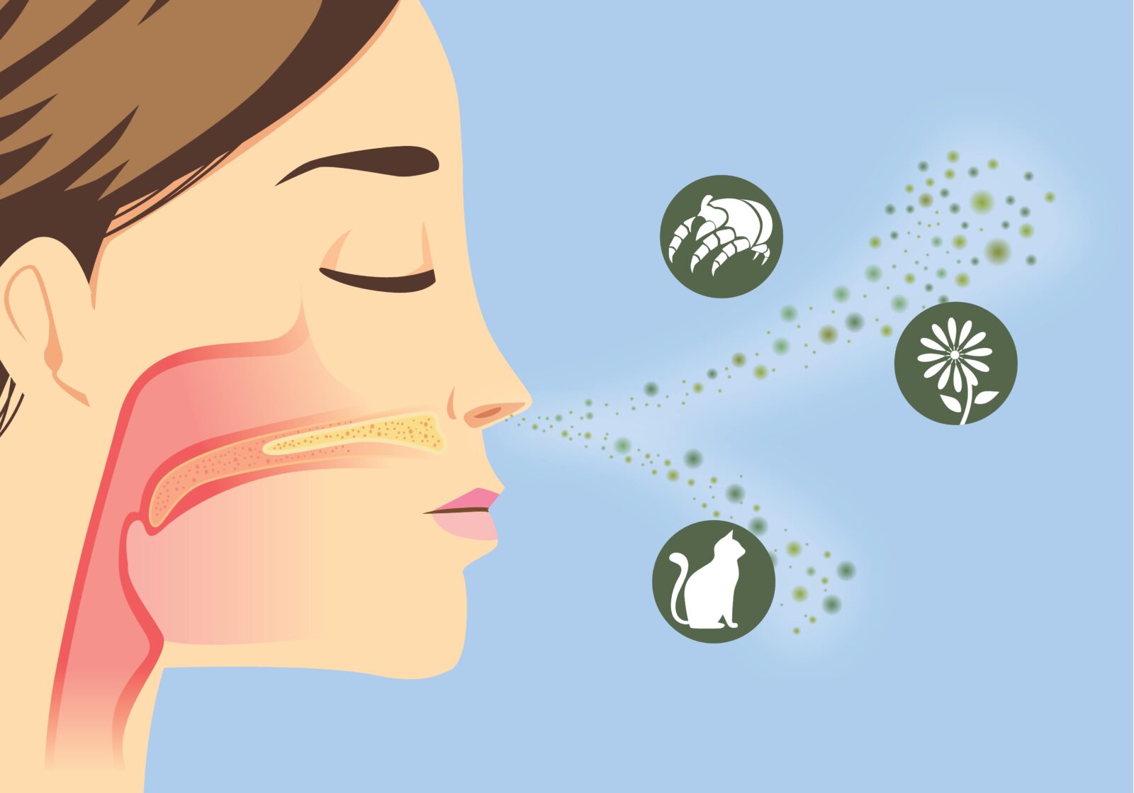 woman inhaling allergens